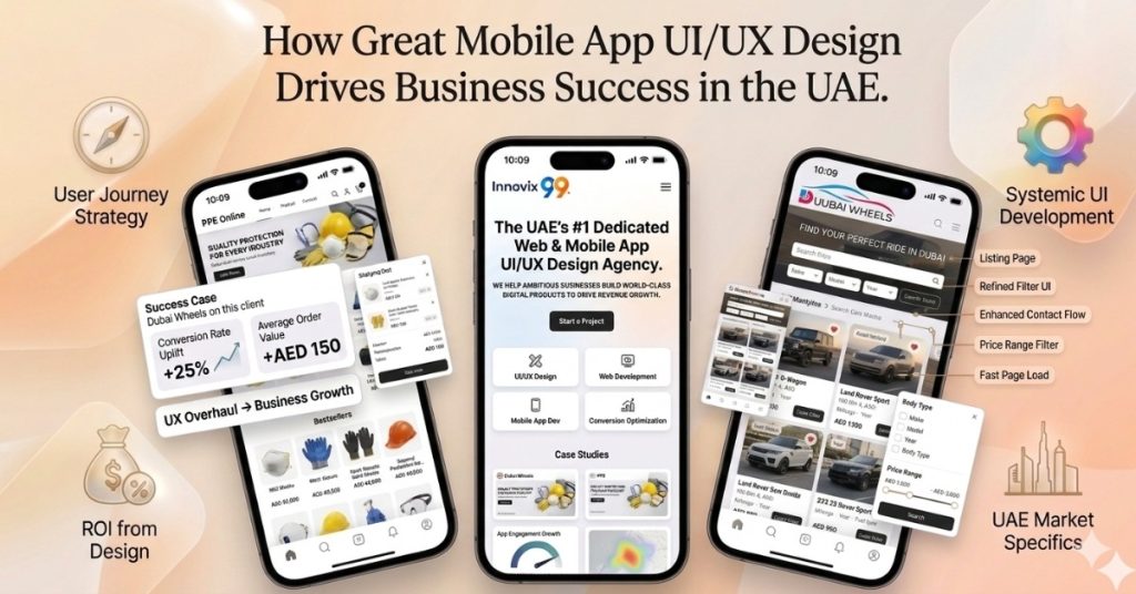Mobile App UI/UX Design Drives Business Success in the UAE through better user experience and app usability